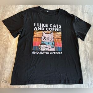I Like Cats And Coffee T Shirt Funny Retro Art Kittens Heavy Cotton Tee Sz Large